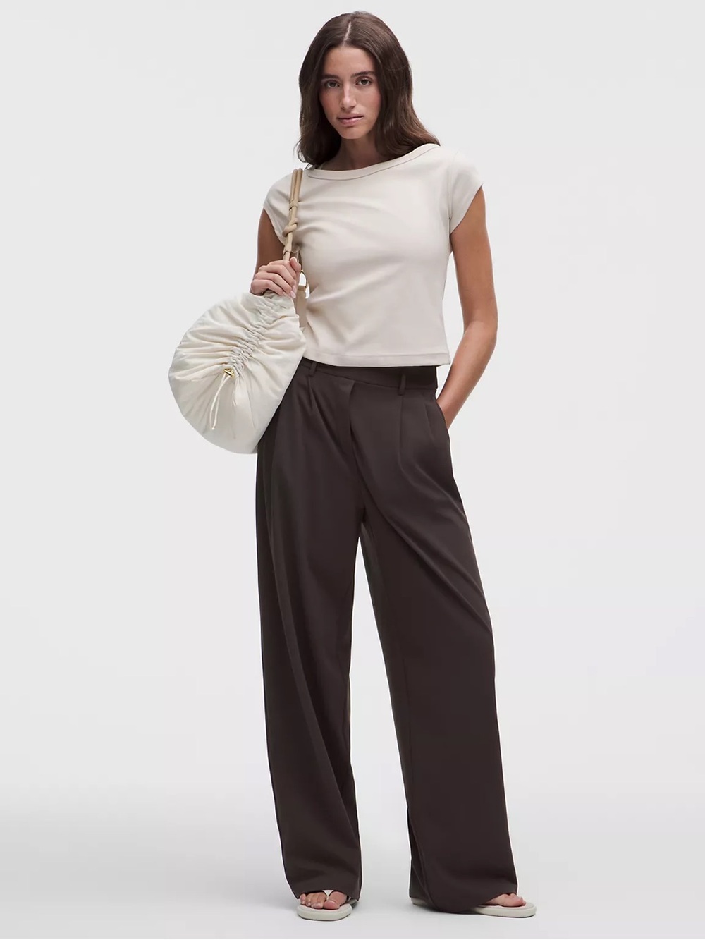 lululemon athletica Wide-Leg Pleated Pants in Espresso